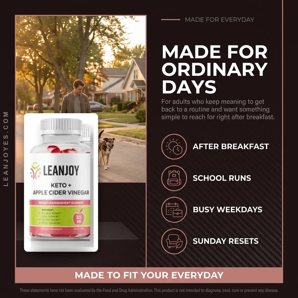 Who Leanjoy is for: adults who want an easy daily weight management habit for busy weekdays, school runs and ordinary days